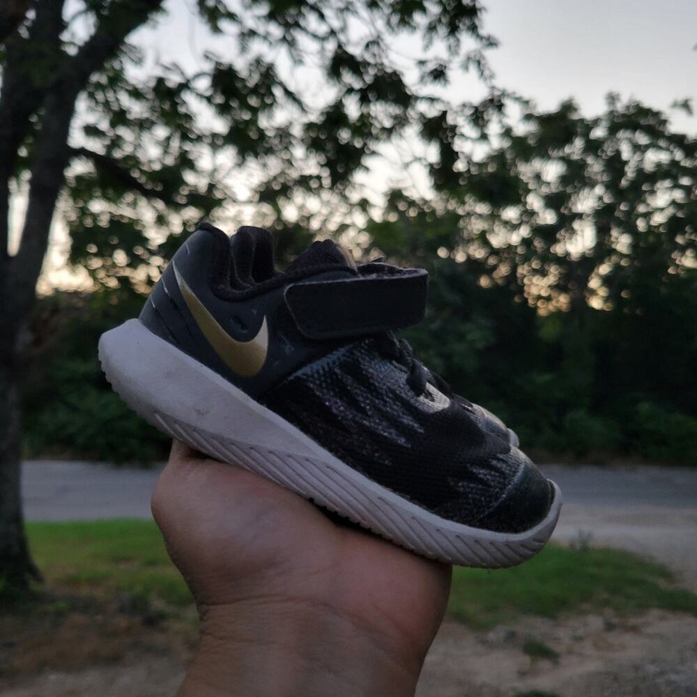 Nike Star Runner Shoes Baby‎ Girls Size 5 Black Purple Glitter Toddler Sneakers
